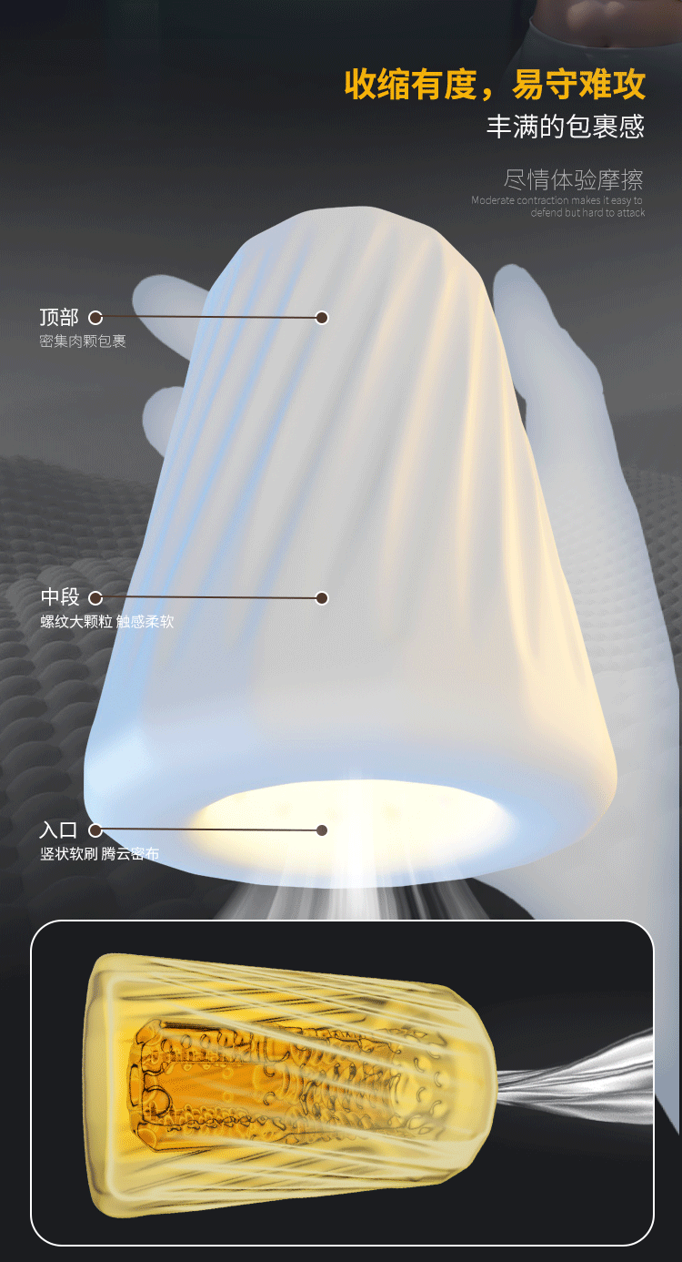 Jiuai Aircraft Egg Male Masturbator, Manual TPE Stroker, Hidden Portable Design — detail image 25