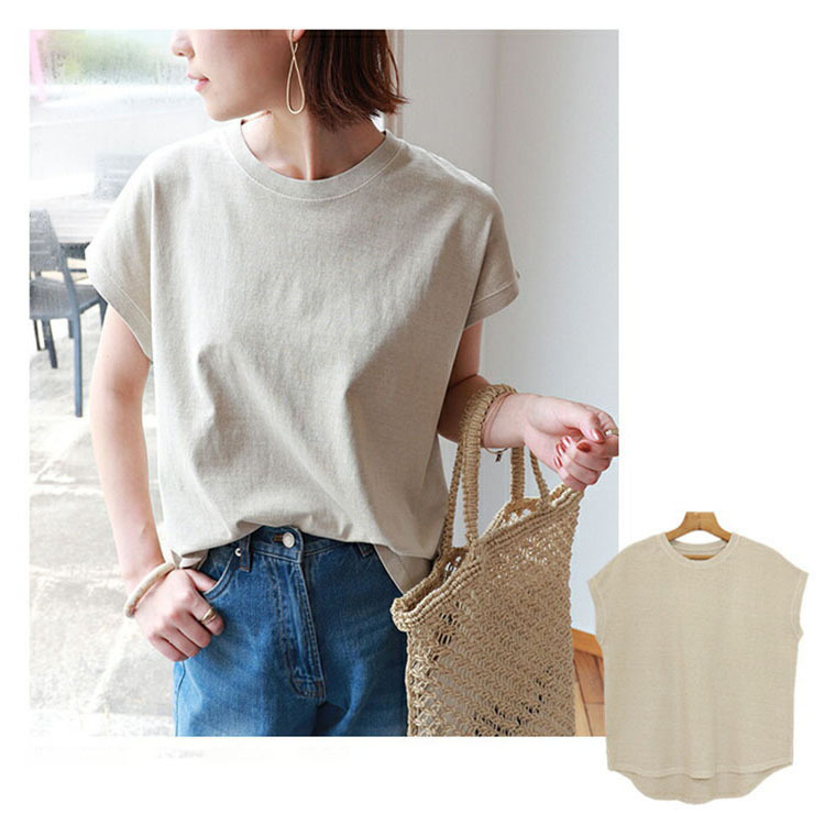 Japan Rakuten 9-Color Summer New Short-Sleeved T-Shirt Women's Side Slit Curved Hem Bottoming Top Women's Cross-Border Japan Rakuten 9-Color Summer New Short-Sleeved T-Shirt Women's Side Slit Curved Hem Bottoming Top Women's Cross-Border