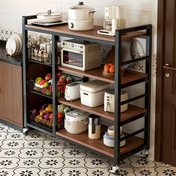 New Kitchen Multi-Functional Storage Rack Floor-Standing Multi-Layer Fruit and Vegetable Rack Microwave Oven Storage Rack Household Simple Shelf