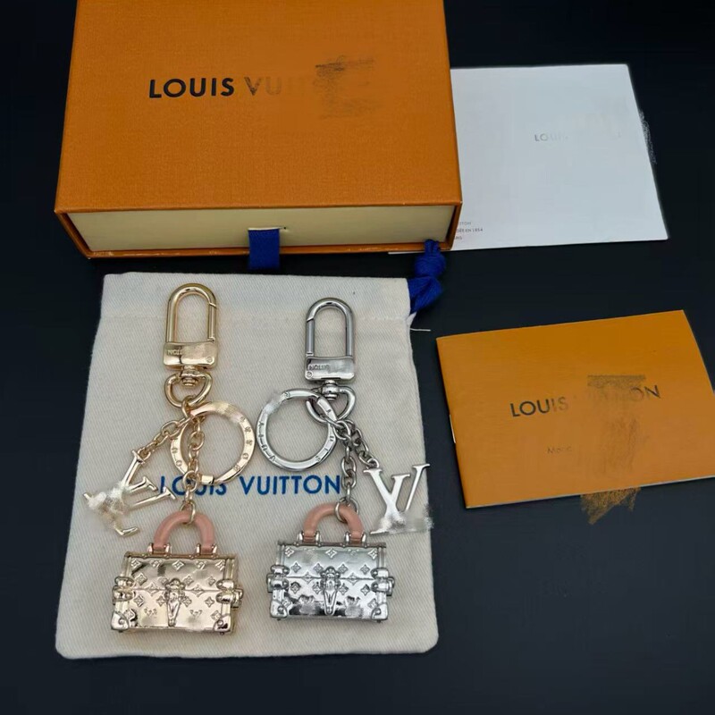 Louis Vuitton Monogram Handbag Keychain, Classic Monogram, Silver Chain + Lv Louis Vuitton Monogram Handbag Keychain, Classic Monogram, Silver Chain + Lv