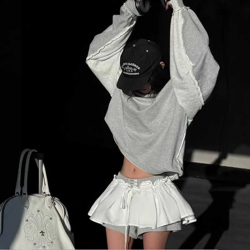 So Sweet White Double-Layer A-Line Skirt Sexy Low-Waist Slim Pleated Skirt Short Skirt Culottes