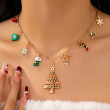 青岛黛薇饰品圣诞节圣诞树铃铛雪花雪人吊坠甜美ins项链女士项链