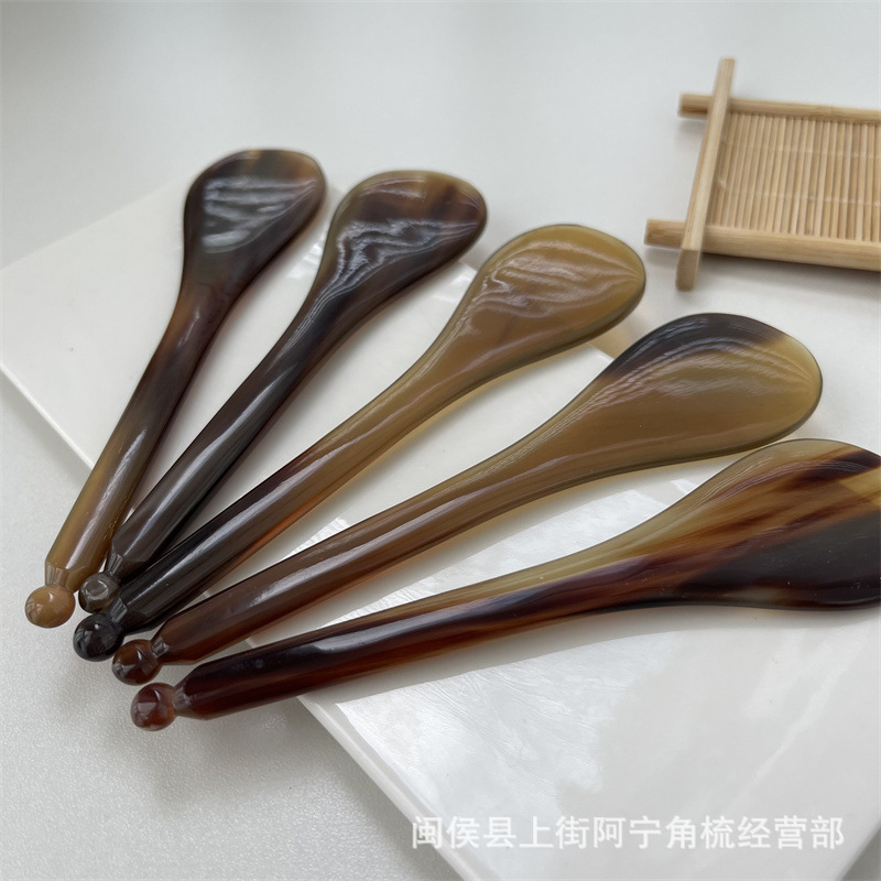 Horn Guasha and Acupoint Massage Stick Set Round Paddle Facial Eye Beauty Tool Body Meridian Wand quality and texture