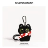Keychain big-eyed cat + red and white scarf