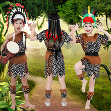 六一儿童服装扮野人土著印第安人原始猎人幼儿舞蹈非洲鼓表演出服