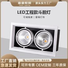嵌入式斗胆灯商场服装店方形天花筒射灯可调角双头led格栅豆胆灯