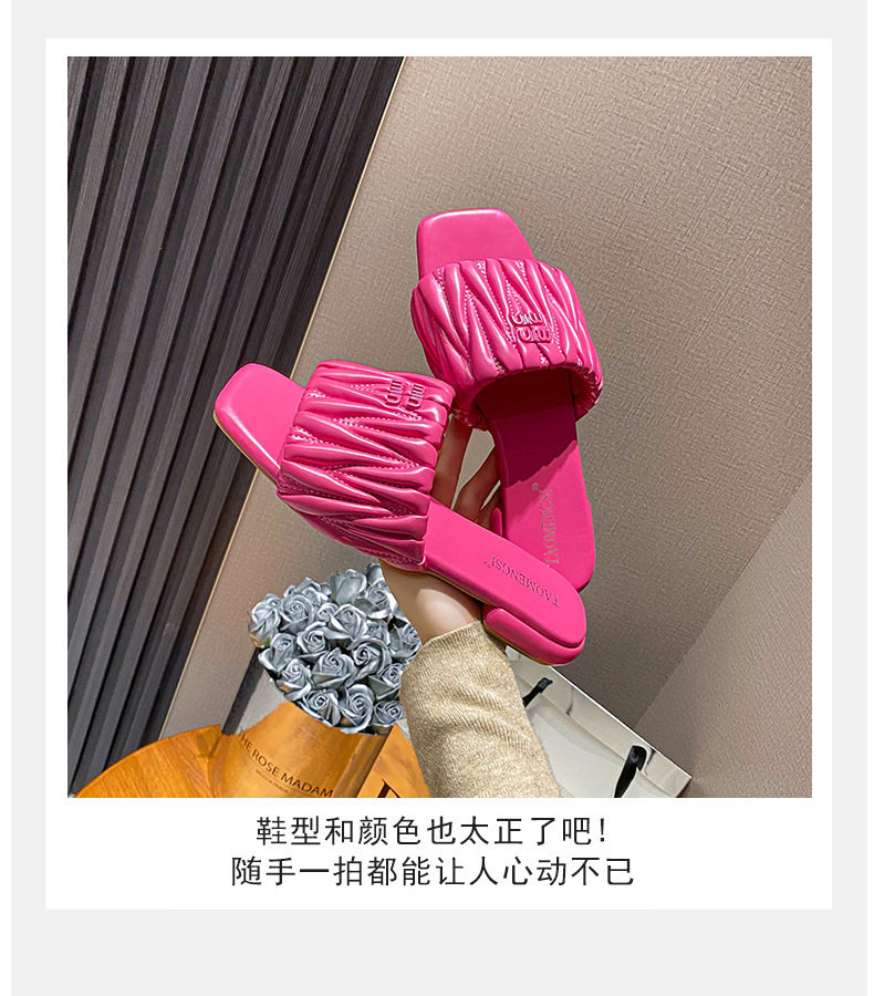 Dép lê nữ mùi vuông đế bằng chống trơn thoải mái đi ngoài trời — Màu Đen (không có chữ cái), Pink (không có chữ cái), Trắng sữa (không có chữ cái), Xanh sữa (không có chữ cái) chi tiết 32