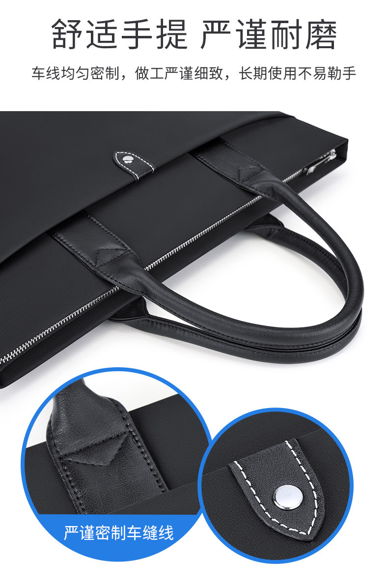 Cặp công sở nam vải Oxford chống thấm, nhiều ngăn đựng laptop 15 inch — Màu đen, màu xanh, Hồng, Màu nâu chi tiết 4