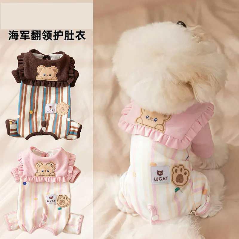 Pet Navy Collar Belly Protector Small Puppy Teddy Bichon Autumn and Winter Dog Anti-Cold Home Four-Legged Clothes