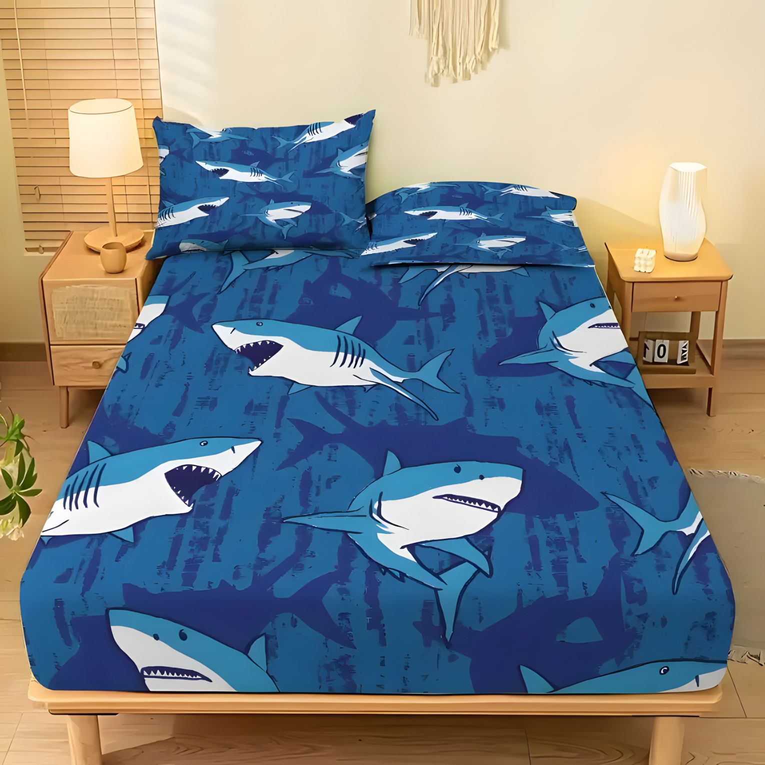 TEMU / JIT transfronterizo tiburón marino suave tema de impresión digital de alta definición cama de cama cama de cama de cama