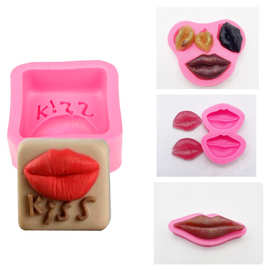 嘴唇口红翻糖硅胶巧克力模具 黏土DIY车出风口香薰挂件模具,肥皂