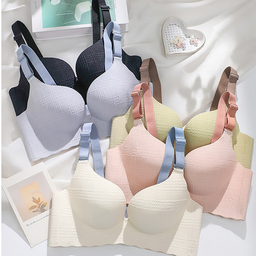 Seamless bra for women, one-piece small breast push-up, secondary breast anti-sagging bra, no wire ring, adjustable large breast bra