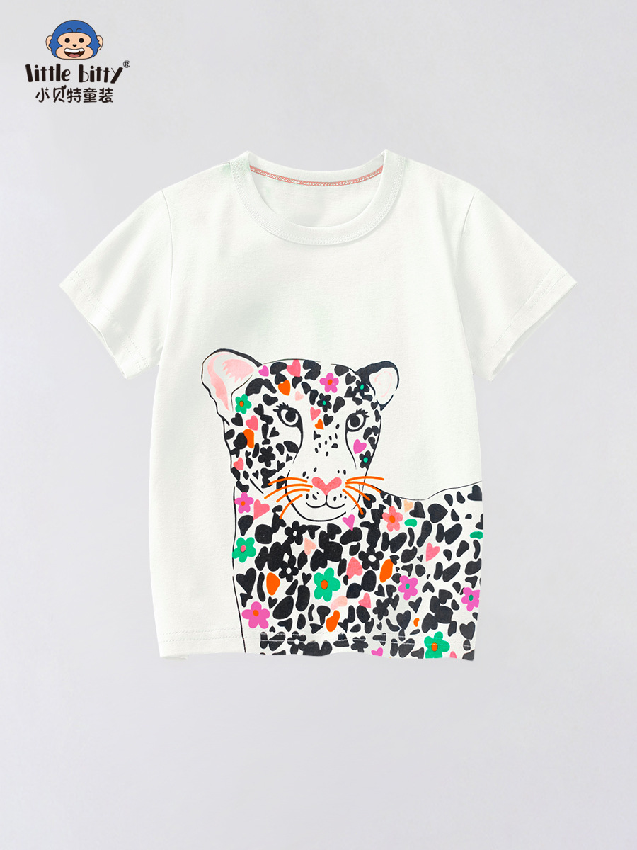2025 Summer New Kidsren's Short-Sleeved T-Shirts, Kidsren's Tops, Cartoon Animals, Trendyy Fashion Clothing for Small and Medium-Sized Kidsren