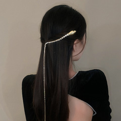 Extra-long tassel hairpin, personalized rhinestone snake-shaped headpiece, unique ponytail hair roller, trendy women's summer hair clip for braided hairstyles