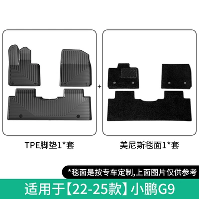 Modelə uyğun ayaqaltı Xpeng G9 Car Floor Mats - 22-25-xpeng-g9-double-layer-menis-floor-mats-w230000222
