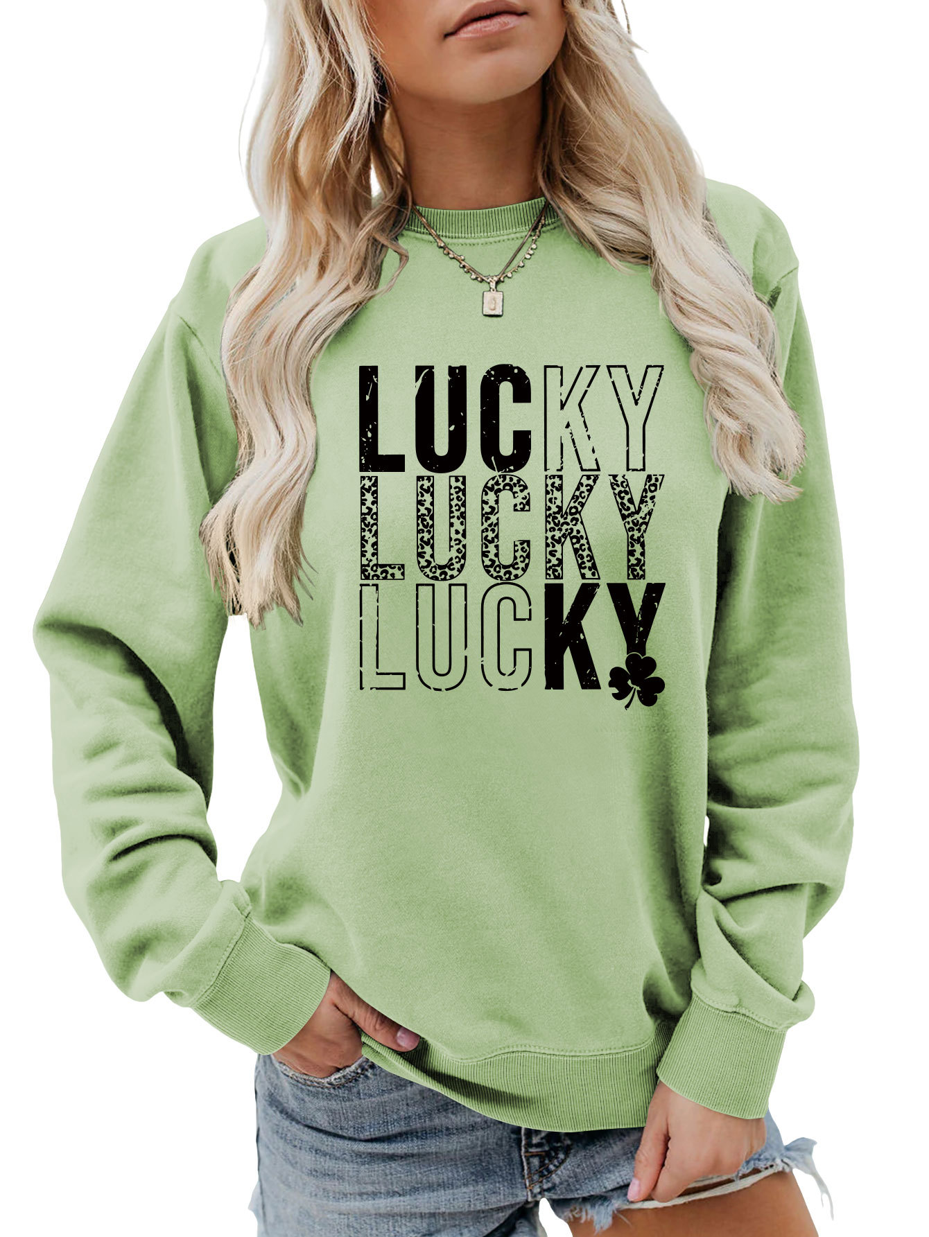 Women's Hoodies Long Sleeve Printing Streetwear Shamrock Letter display picture 17