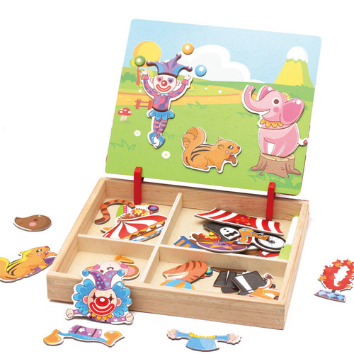 Wooden facial features magnetic jigsaw puzzle puzzle changing magnetic stickers 3-6 years old kindergarten children early education educational toys