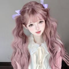 程銘のかつらの女性の長い髪のフランス式の怠惰な水の波紋は薄い藤の色の長いカールのふわふわしている新商品の全体のカバー式を巻きます。