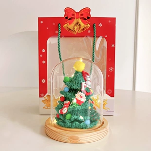 Руководство по дереву? handmade christmas woven lampshade decorative set, knitted tree under glass dome, with gift bag option