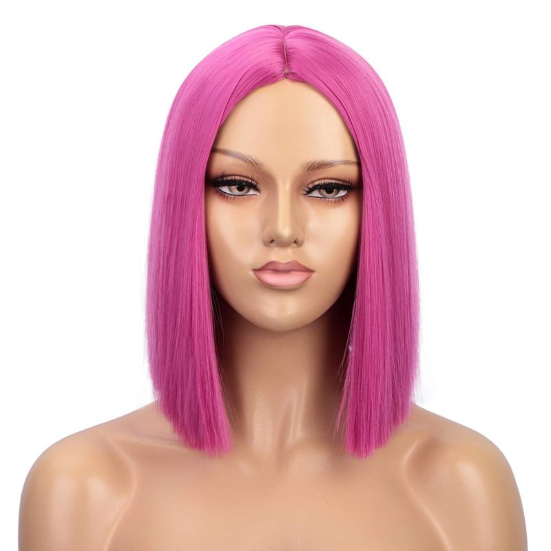 クロスボーダーアマゾンホリデーウィッグアニメカラフルなボボヘッドコスショートヘアマルチカラーフラット前髪ショートストレートヘアヘッドギア|undefined