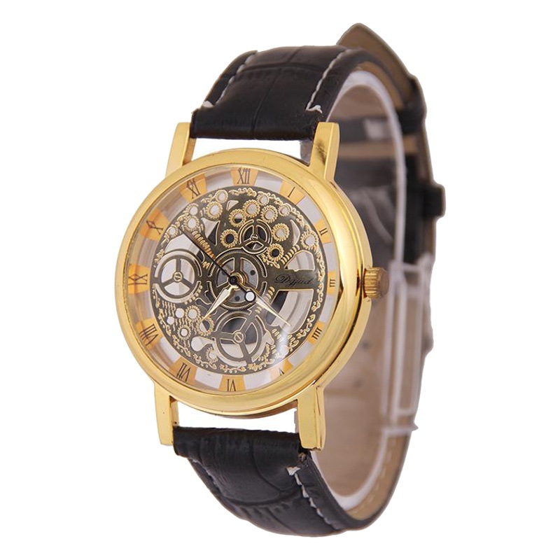 Reloj de cuarzo para hombre, estilo coreano, no mecánico, de doble cara, transparente, hueco, diseño para hombre, esfera grande, venta al por mayor del fabricante