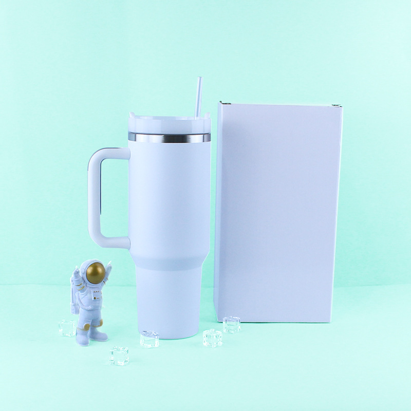 Nuevo acero inoxidable de segunda generación 40oz de gran capacidad taza de coche mango portátil taza de plástico spray coche helado taza transfronteriza