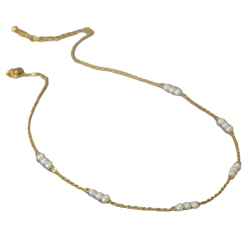 Wenjian estilo Coreano simple elegante de moda dulce En Línea Rojo joyería moda collar perlas las mujeres acero titanio artístico clavícula cadena