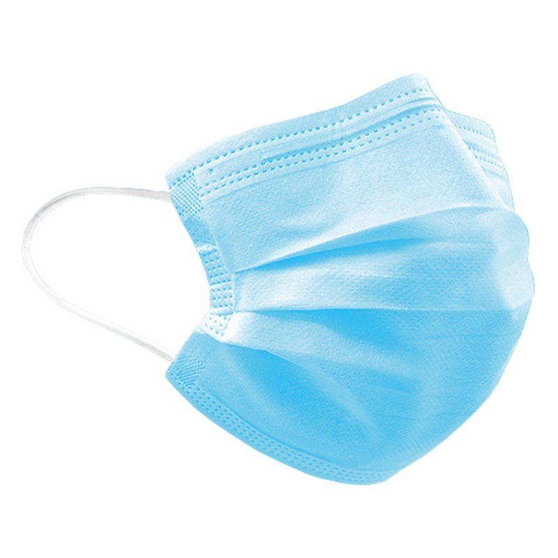 Factory wholesale in stock ear-mounted disposable mask three-layer protective dustproof blue breathable adult independent packaging