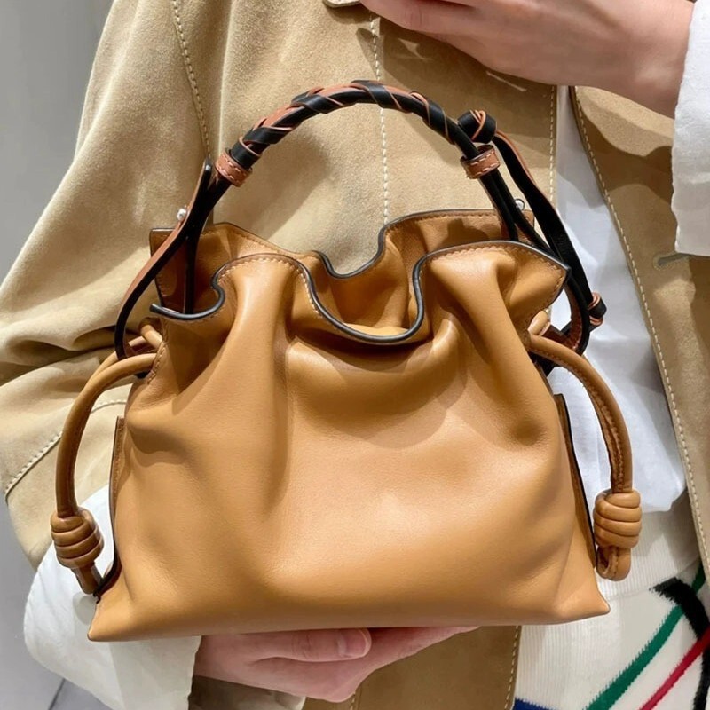 25 New High-End Lucky Bag Clutch Bag Crossbody Bag Pure Color Dumpling Bag Drawstring Bucket Bag Commuter Cloud Bag
