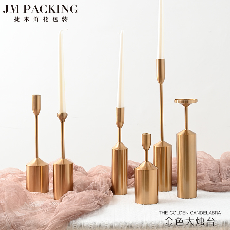 Oro hierro forjado candelabro Amazon artesanía creativa cena con velas romántica decoración del hogar vela titular