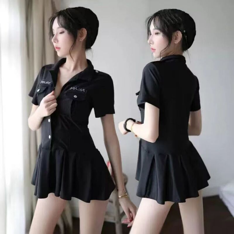 200kg plus fat sexy policewoman uniform stewardess professional suit nightclub role-playing sexy underwear costume