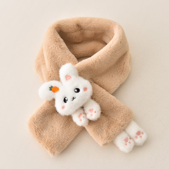 Rabbit Children Parent-Child Scarf Autumn and Winter Rabbit Fur Warm fleece-lined Boys and Girls Cute Cartoon Baby Thickened Scarf