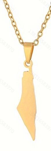 Fangtuo nuevo mapa de Israel colgante bandera colgante Palestina collar triángulo joyería acero inoxidable