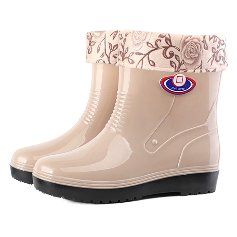 Женские резиновые сапоги до середины икры, нескользящая Водная обувь, кухонная рабочая обувь без шнуровки, модные женские резиновые сапоги для уборки в помещении, непромокаемая Женская резиновая обувь