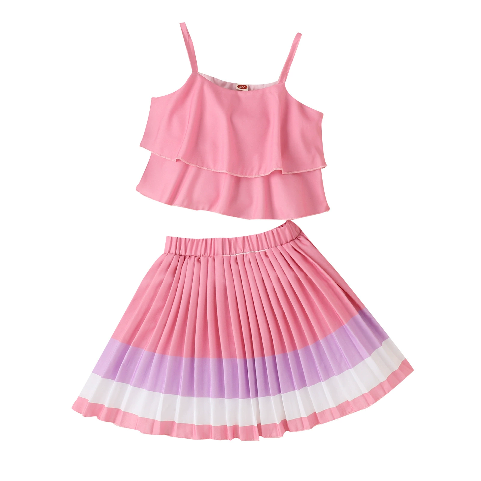 宝薪 Модная футболка, pleated skirt, набор, детская одежда, европейский стиль