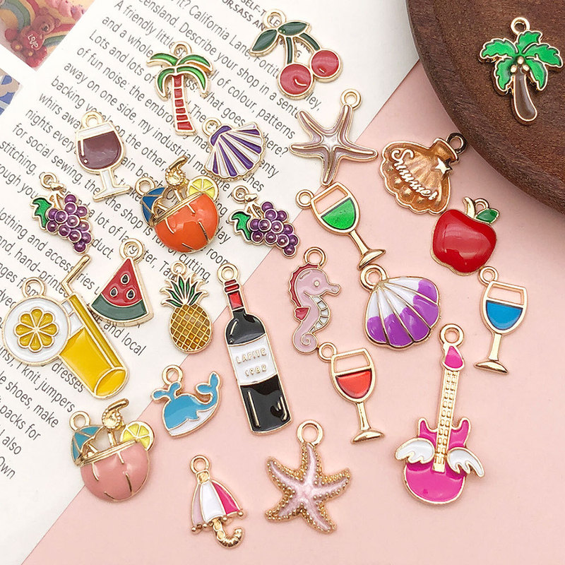 Cross-border hot selling cute cartoon alloy drop jewelry small pendant diy handmade homemade mobile phone chain necklace accessories
