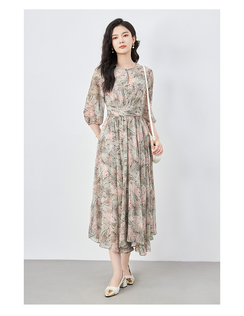 Váy maxi nữ thắt eo phong cách Nam Pháp tinh tế — Màu hồng chi tiết 15