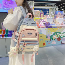 雙肩包女2022新款韓版小學生書包甜美少女森系包包ins中學生背包