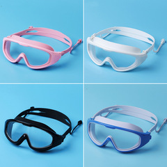 New adult men's and women's large-frame swimming goggles one-piece earplugs sealed waterproof and anti-fog high-definition swimming goggles and diving goggles wholesale
