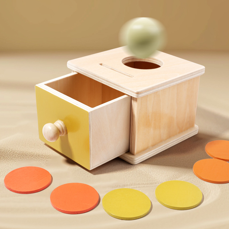 Montessori ayudas didácticas Caja de cajones de madera Caja de monedas de jardín de infantes Caja de lanzamiento Educación Educación Puzzle Juguetes de educación temprana Monterey