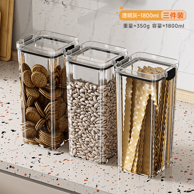 Tanque de sellado granos de cocina almacenamiento de grano de grano caja de plástico transparente de grado alimenticio bocadillos productos secos tanque de almacenamiento de té