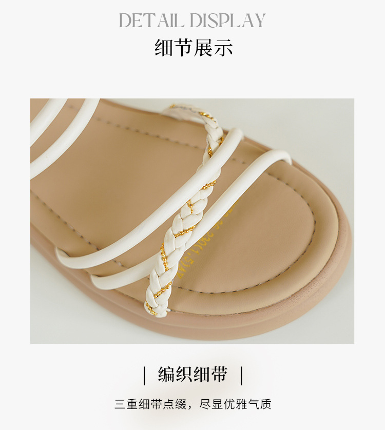 Dép sandal nữ đế bệt quai ngang đính đá phong cách Pháp — AY379 Đen chi tiết 10
