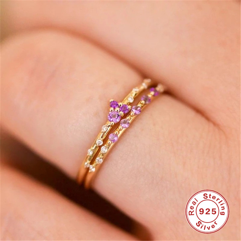 Fashion Simple Style Geometric Sterling Silver Plating Artificial Gemstones Rings