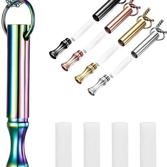 跨境新款口哨吊坠 正念呼吸解压焦虑瑜伽钛钢冥想 戒烟器项链吊坠|undefined