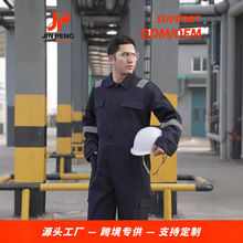 跨境外贸出口纯棉欧码连体服男女耐磨耐脏电焊机械港口海员工作服