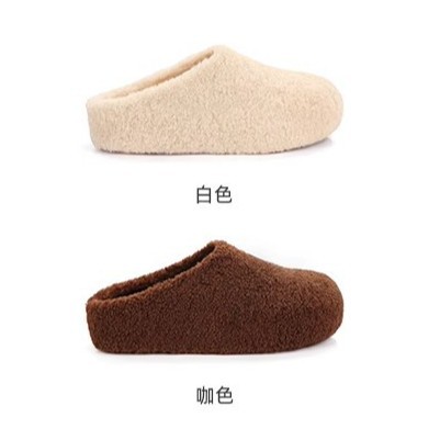 Grape Mom otoño e invierno nuevo estilo Baotou zapatos de algodón cálidos de un solo pedal más medias pantuflas de lana de terciopelo ropa exterior femenina modelos de otoño e invierno