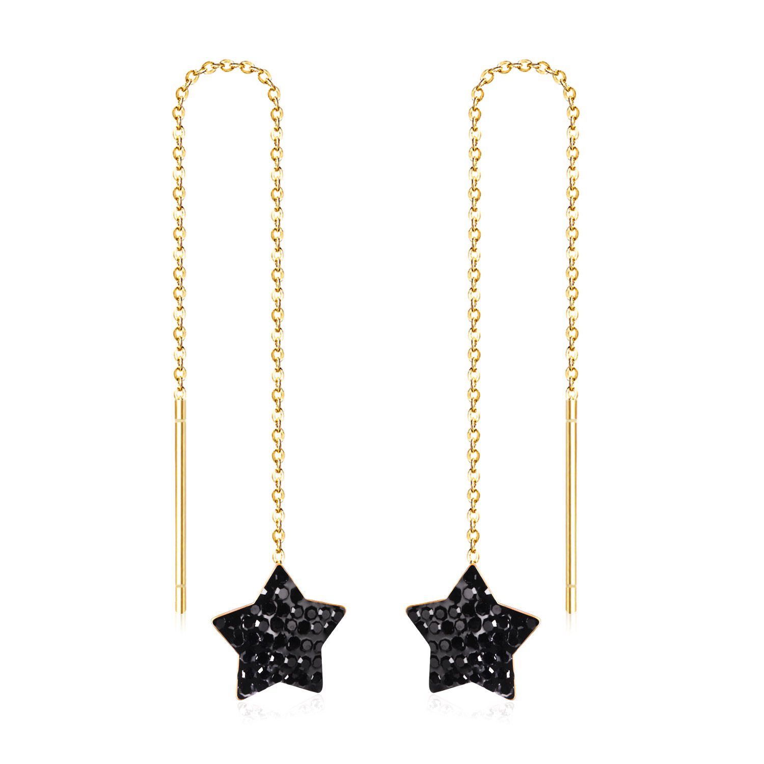 Pendientes europeos y americanos Luz de lujo de alta calidad larga cadena de acero inoxidable nicho retro geométrico transfronterizo especial borla pendientes