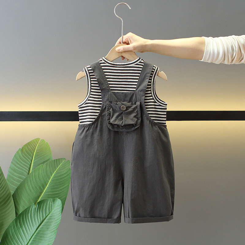 7862 Traje de verano para niños 2025 nuevos monos para niños de dos piezas ropa casual de moda de verano para bebés