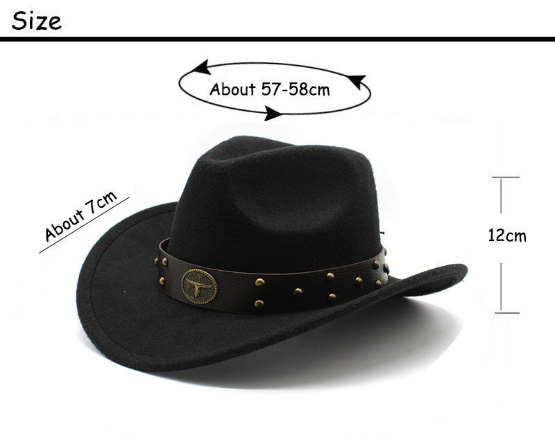 Western cowboyhatt i ullfilt för män och kvinnor för utomhus_voghion.com