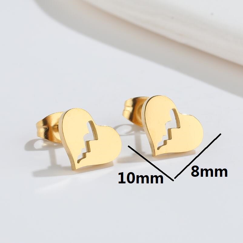Fashion Heart Shape Titanium Steel Ear Studs Plating No Inlaid Stainless Steel Earrings